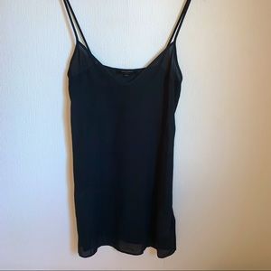 All Saints Mini Black Sheer Slip Dress